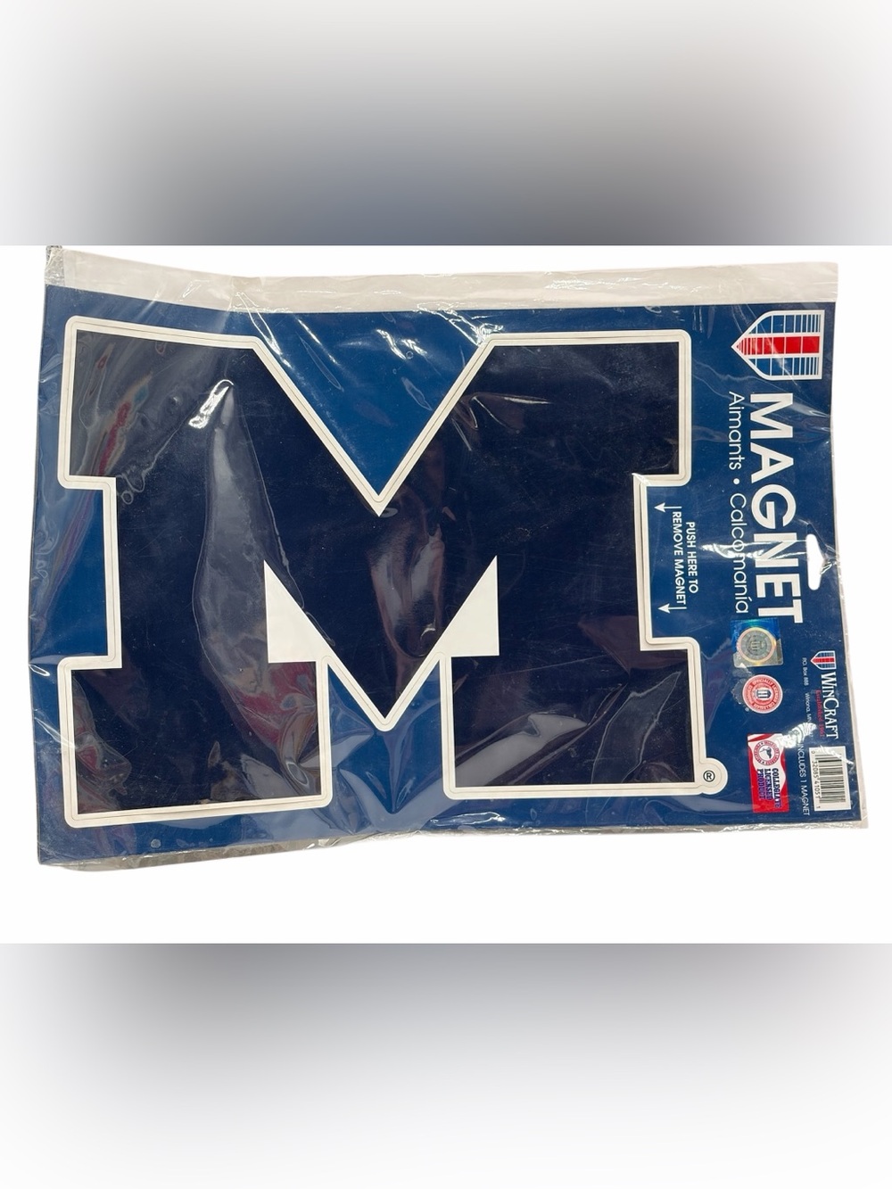 Sealed WinCraft 9" x 13" Collegiate Extra‑Large Dark Blue & White “M” Auto Mag.